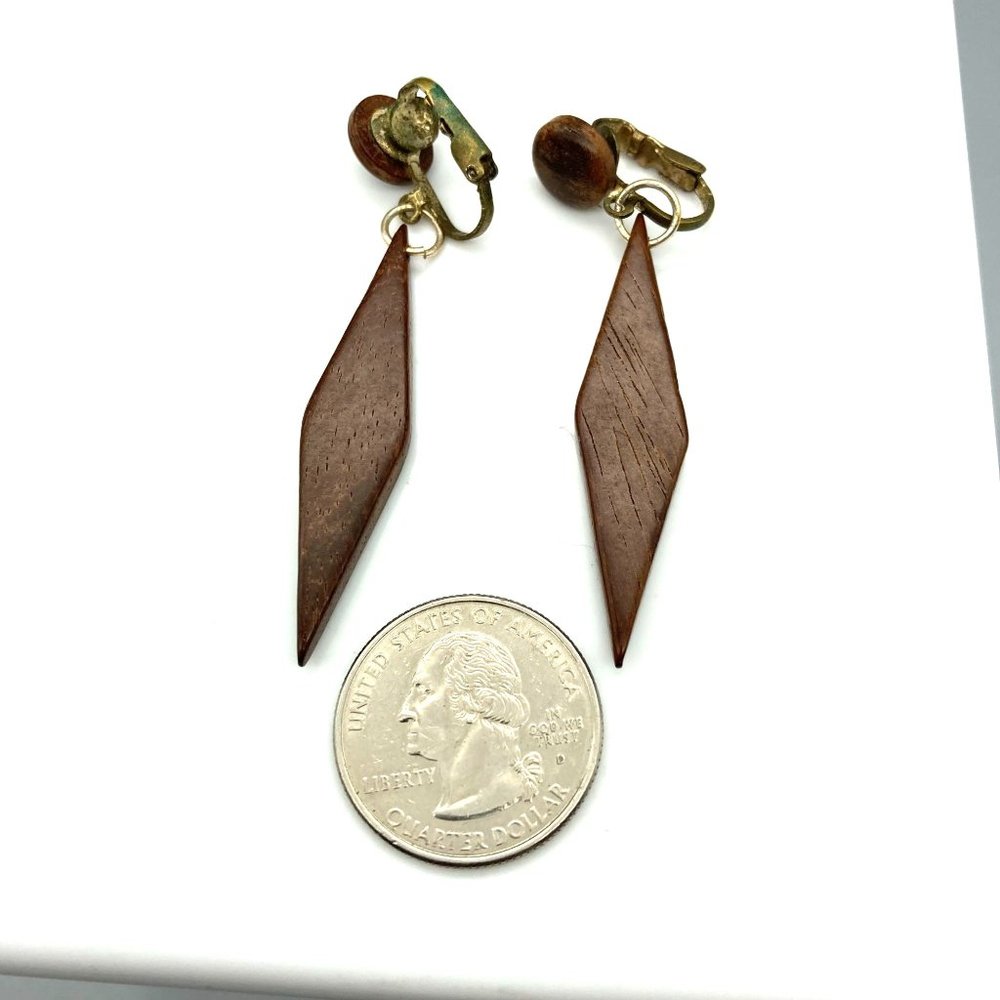 Vintage Boho Chic Dangle Earrings Basic Wood Harl… - image 5